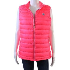 North Sails Womens Zipped Sleeveless Collared Puffer Vest Jacket Pink Size S